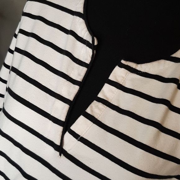 Charter Club Large White with Black Stripe Quarter Sleeve Blouse - Picture 2 of 7